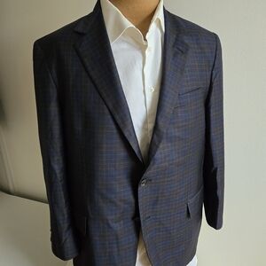 COPPLEY Blue and Brown Plaid Blazer